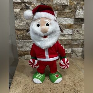 Gemmy Animated Fitness 14" Santa with Dumbbells Plays "We Are The Champions"